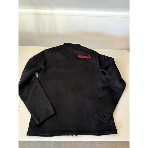Wisconsin Badgers Jacket Size Medium Men's Black Full zip Softshell - Picture 2 of 6